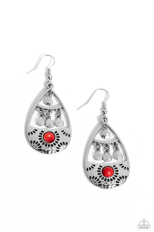 Country Cabana - Red - Paparazzi Earring Image