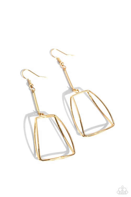 Trapezoidal Transcendence - Gold - Paparazzi Earring Image