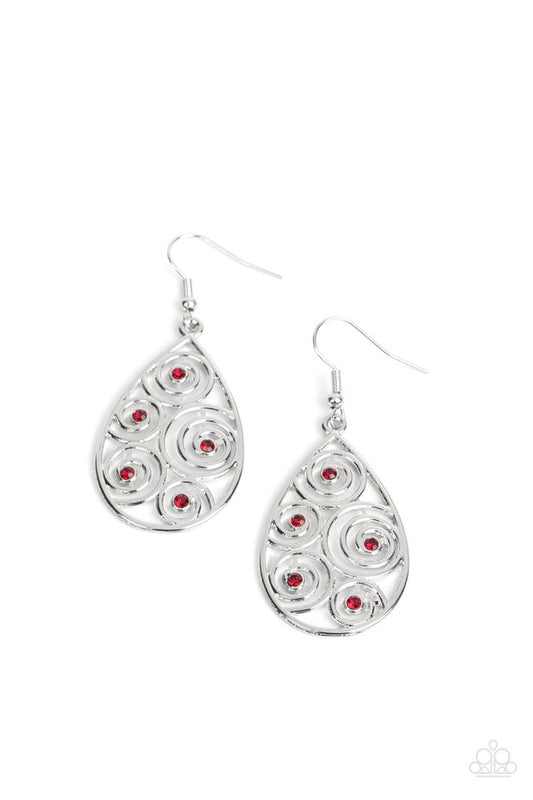 Billowy Bliss - Red - Paparazzi Earring Image