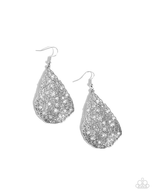 Stargazing Glamour - White - Paparazzi Earring Image