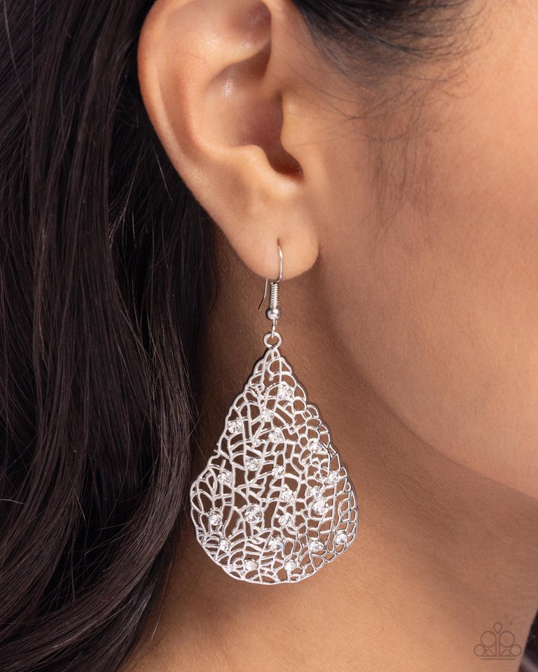 Stargazing Glamour - White - Paparazzi Earring Image