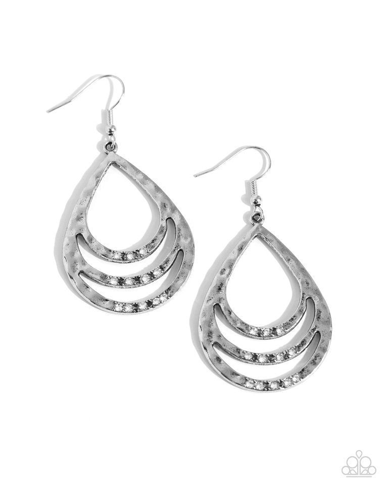 Sojourn Shimmer - White - Paparazzi Earring Image