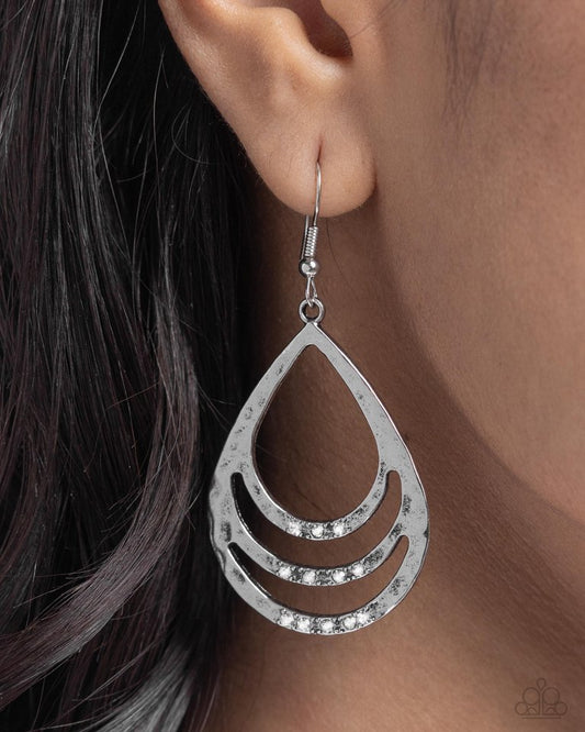 Sojourn Shimmer - White - Paparazzi Earring Image