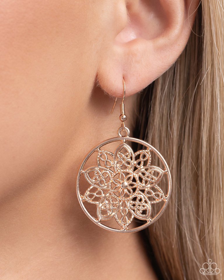 Garden Allure - Rose Gold - Paparazzi Earring Image