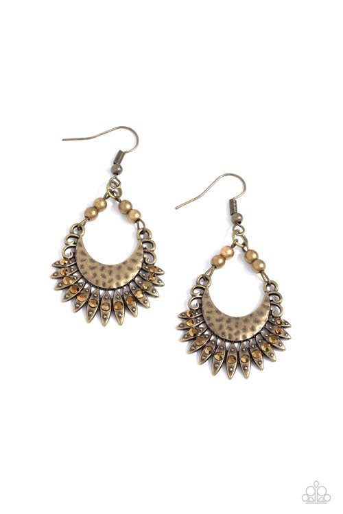 Lunar Luxury - Brass - Paparazzi Earring Image