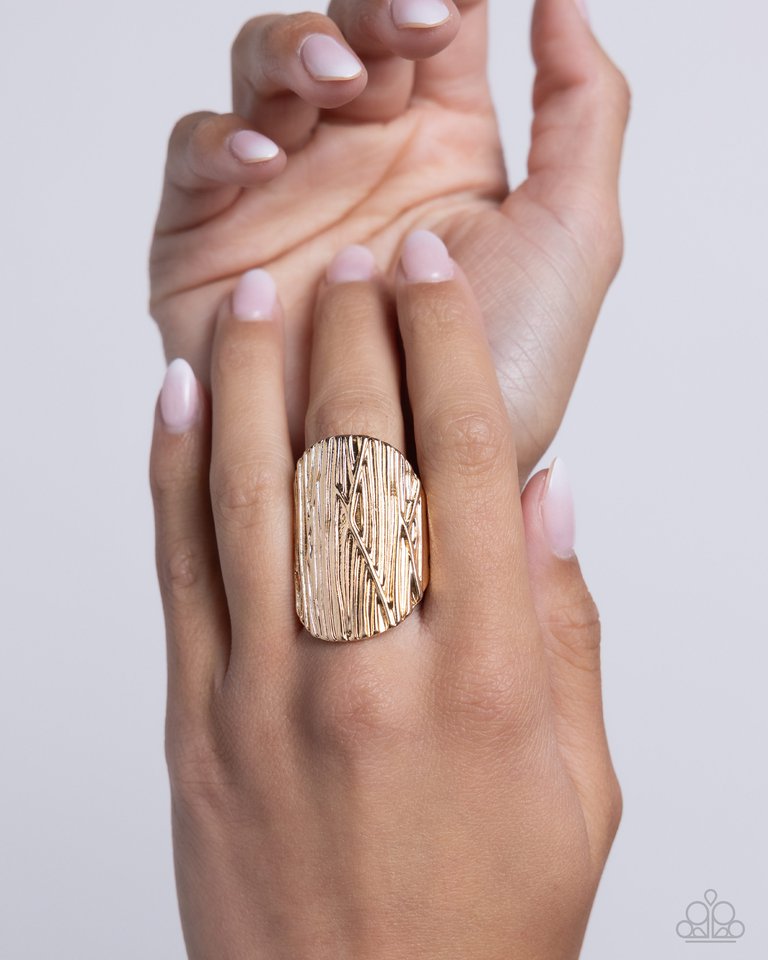 Thrilling Timber - Gold - Paparazzi Ring Image