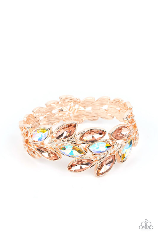 Paparazzi Bracelet ~ Luminous Laurels - Rose Gold