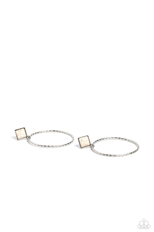 Canyon Circlet - White - Paparazzi Earring Image