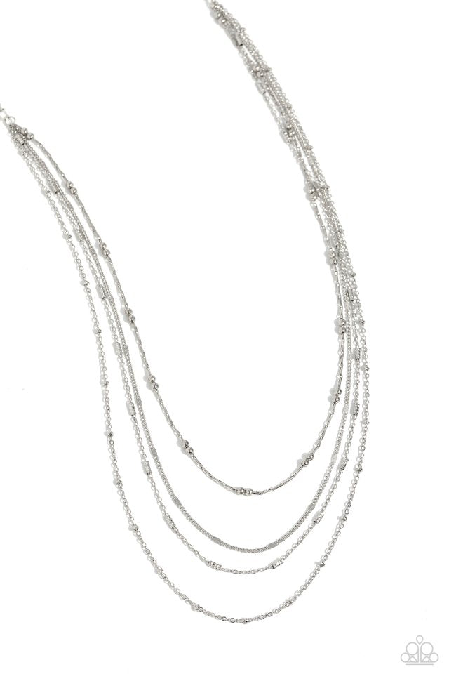 Paparazzi Necklace ~ Studded Shimmer - Silver