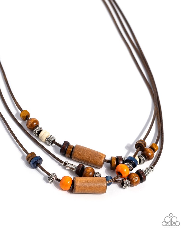 Wish You WOOD - Orange - Paparazzi Necklace Image