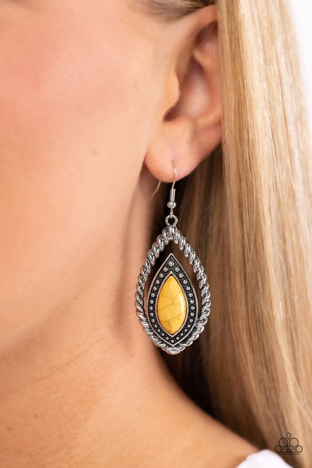 Twisted Trailblazer - Yellow - Paparazzi Earring Image