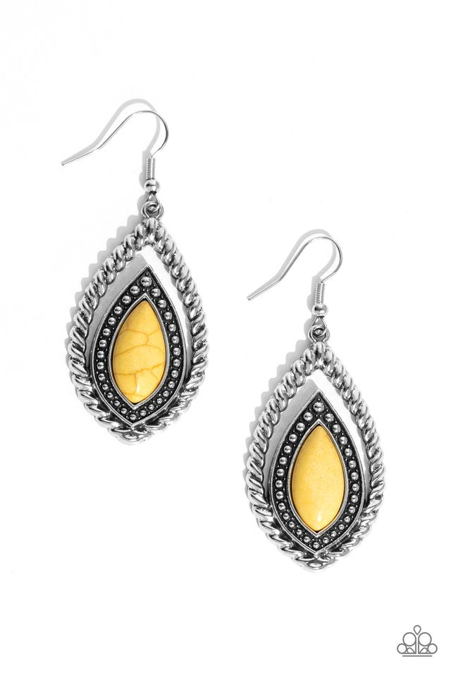 Twisted Trailblazer - Yellow - Paparazzi Earring Image