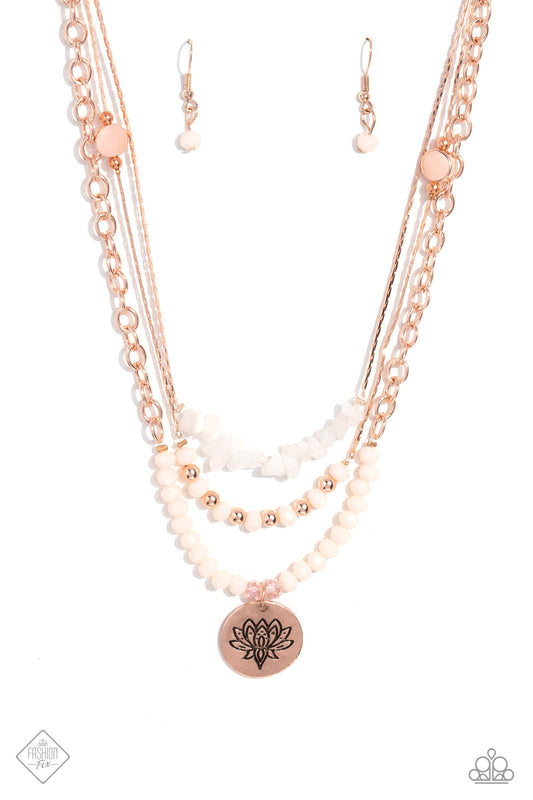 Paparazzi Necklace ~ Lotus Luxury - Rose Gold
