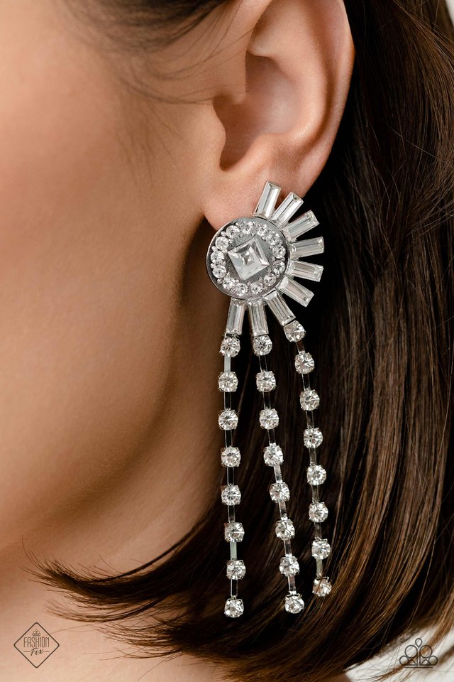 Torrential Twinkle - White - Paparazzi Earring Image