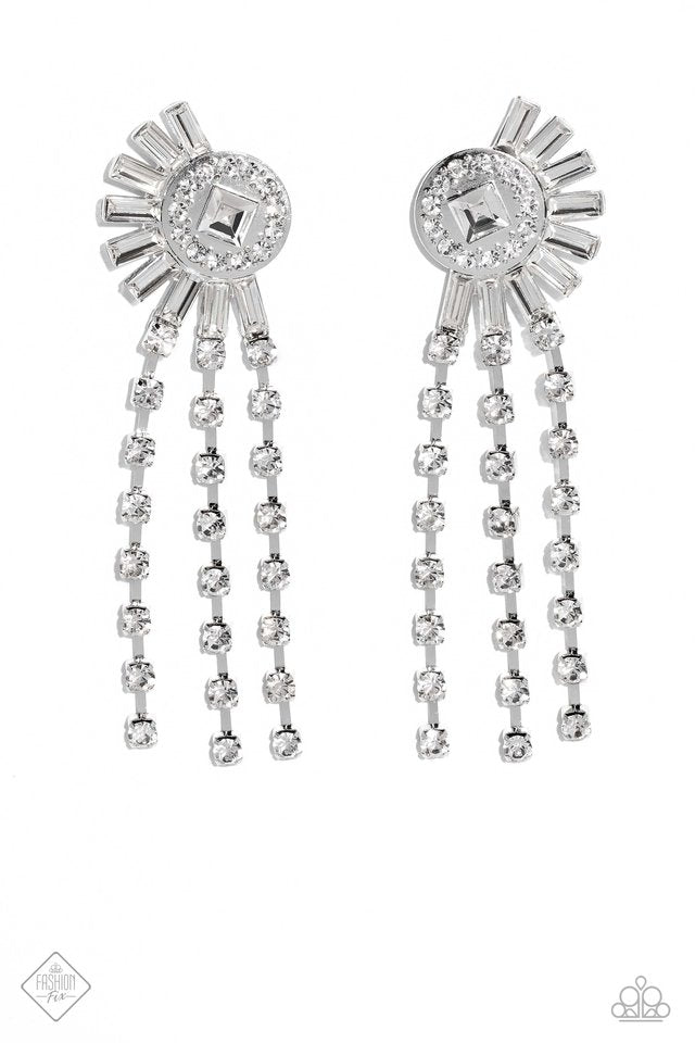 Torrential Twinkle - White - Paparazzi Earring Image