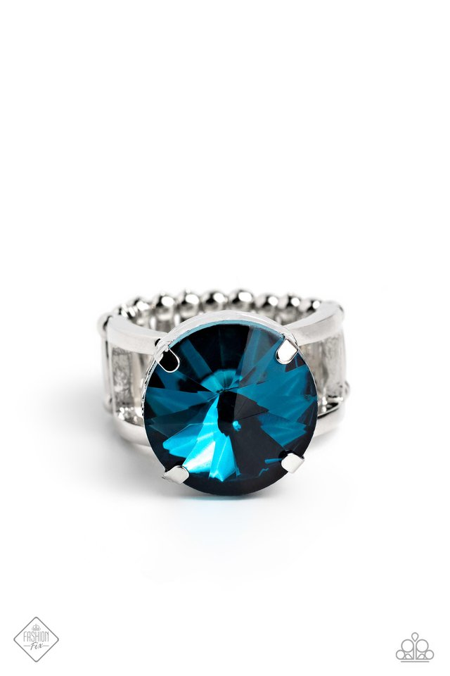 Pronged Powerhouse - Blue - Paparazzi Ring Image