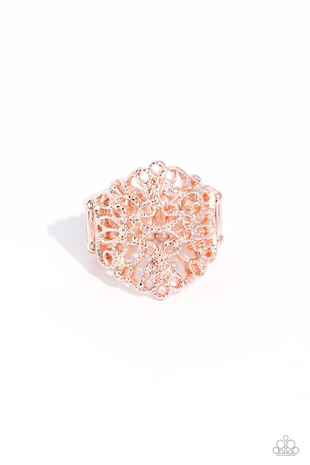 Glistening Gentry - Rose Gold - Paparazzi Ring Image