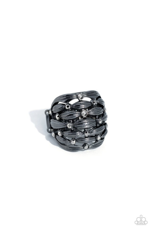 Steadfast Stack - Black - Paparazzi Ring Image