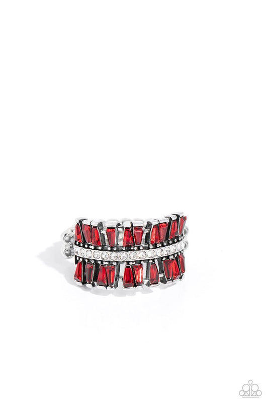 Staggering Stacks - Red - Paparazzi Ring Image