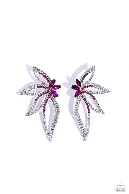 Paparazzi Earring ~ Twinkling Tulip - Pink