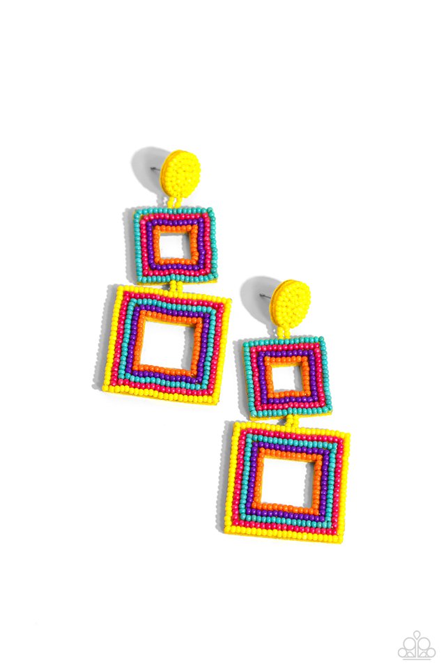 Seize the Squares - Multi - Paparazzi Earring Image