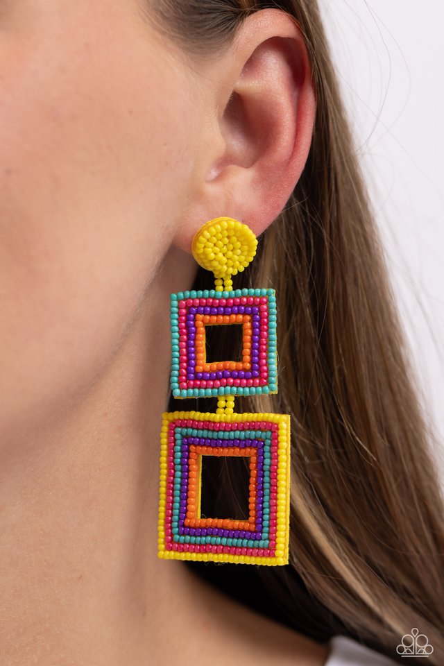 Seize the Squares - Multi - Paparazzi Earring Image