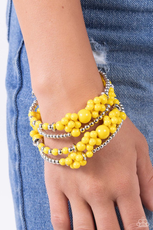 Compelling Clouds - Yellow - Paparazzi Bracelet Image