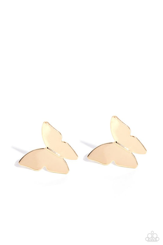 Butterfly Beholder - Gold - Paparazzi Earring Image