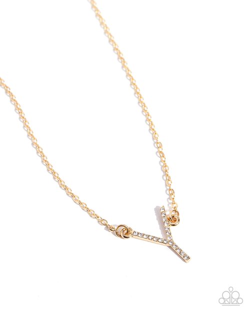 INITIALLY Yours - Y - Paparazzi Necklace Image