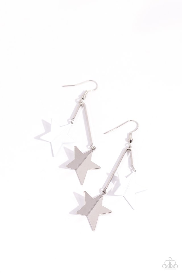 Stellar STAGGER - White - Paparazzi Earring Image