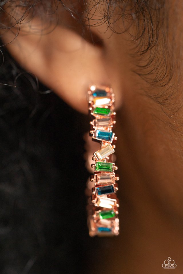 Effortless Emeralds - Copper - Paparazzi Earring Image