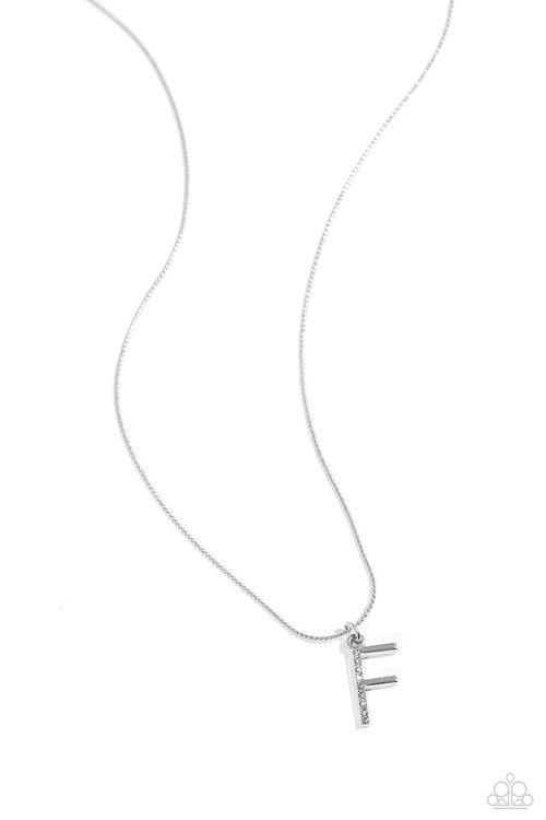 Letter of the Law - White - F - White - Paparazzi Necklace Image