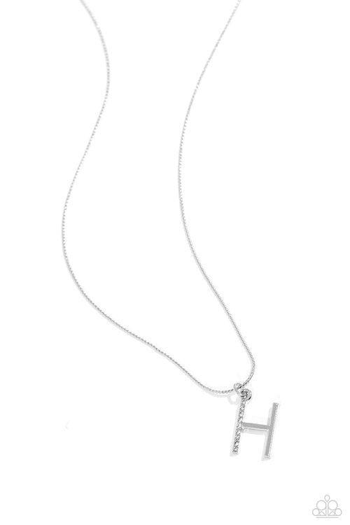 Letter of the Law - White - H - White - Paparazzi Necklace Image