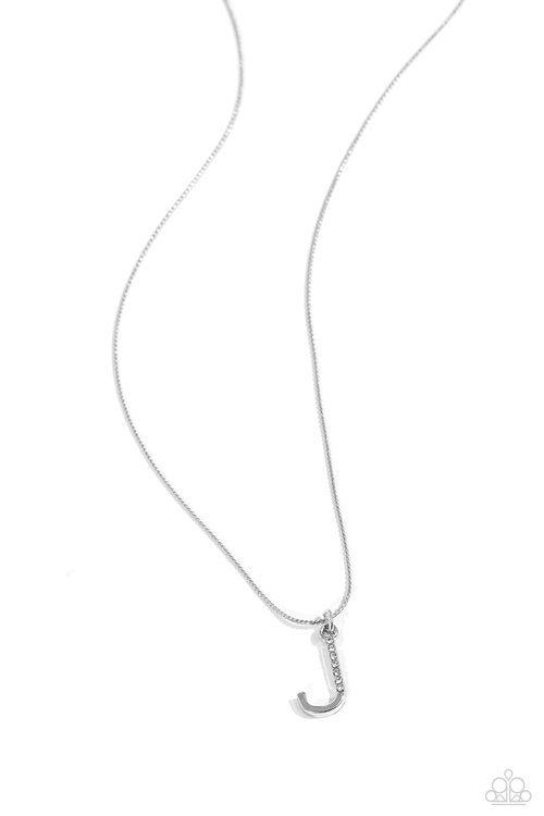 Letter of the Law - White - J - White - Paparazzi Necklace Image