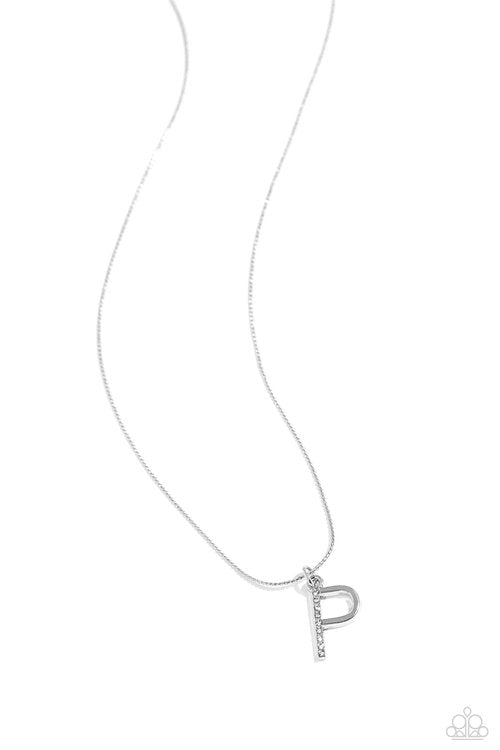 Letter of the Law - White - P - White - Paparazzi Necklace Image