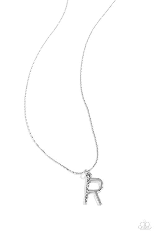 Letter of the Law - White - R - White - Paparazzi Necklace Image