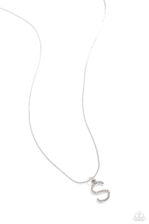 Letter of the Law - White - S - White - Paparazzi Necklace Image