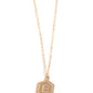 Emblematic Elegance - Gold - E - Paparazzi Necklace Image