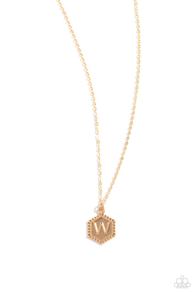 Emblematic Elegance - Gold - W - Paparazzi Necklace Image