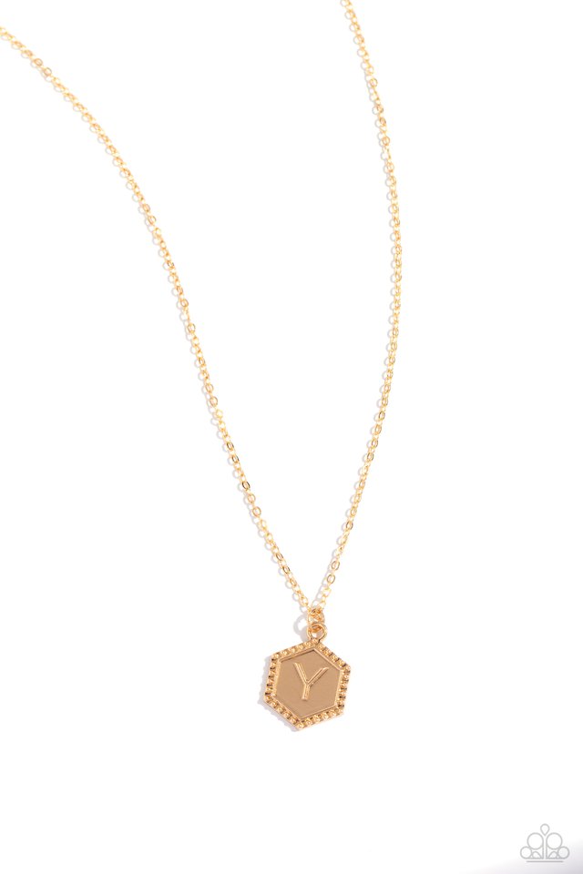 Emblematic Elegance - Gold - Y - Paparazzi Necklace Image