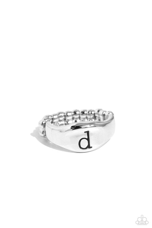 Monogram Memento - Silver - D - Paparazzi Ring Image