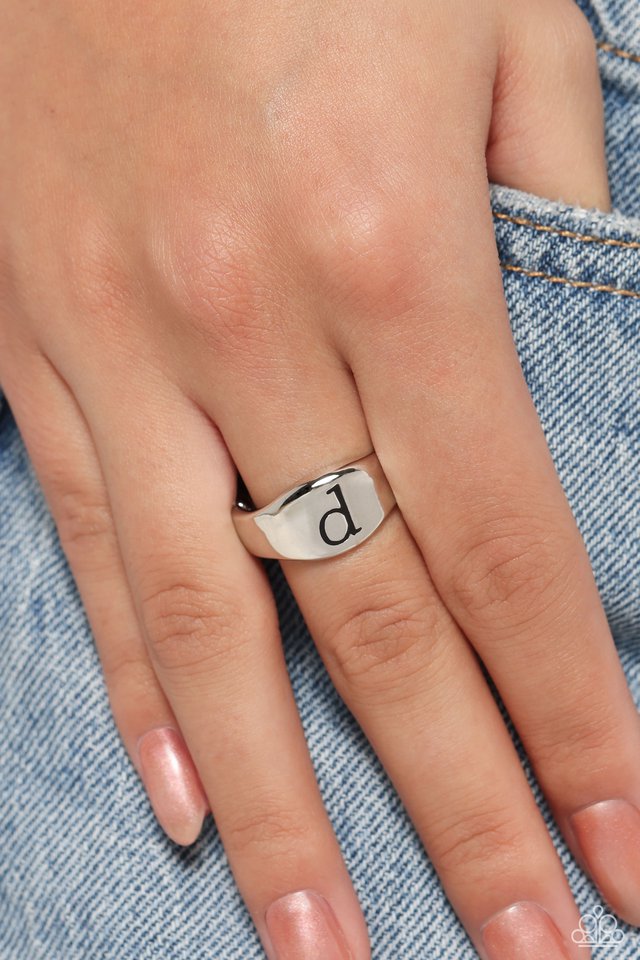 Monogram Memento - Silver - D - Paparazzi Ring Image