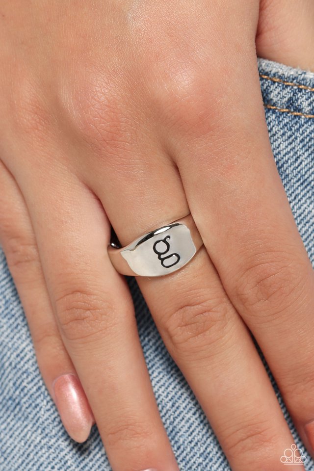 Monogram Memento - Silver - G - Paparazzi Ring Image