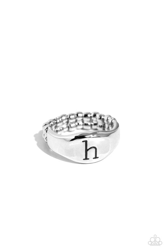 Monogram Memento - Silver - H - Paparazzi Ring Image