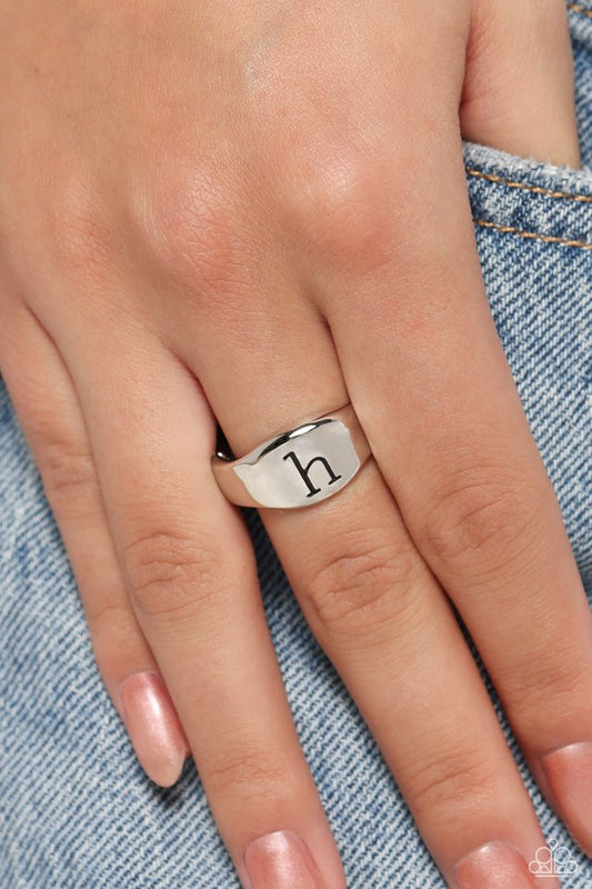 Monogram Memento - Silver - H - Paparazzi Ring Image