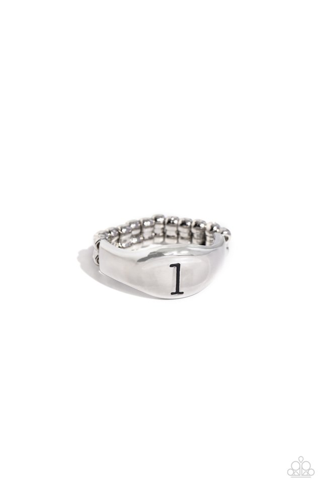 Monogram Memento - Silver - L - Paparazzi Ring Image