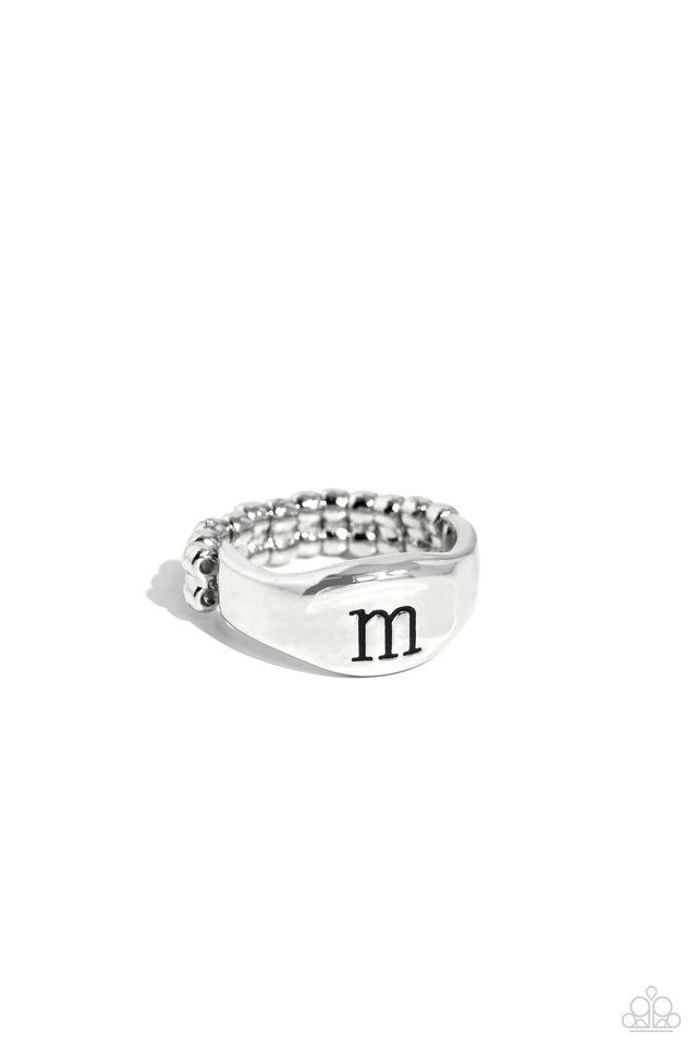 Monogram Memento - Silver - M - Paparazzi Ring Image