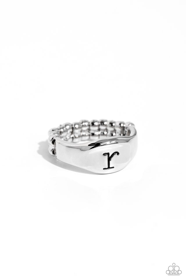 Monogram Memento - Silver - R - Paparazzi Ring Image