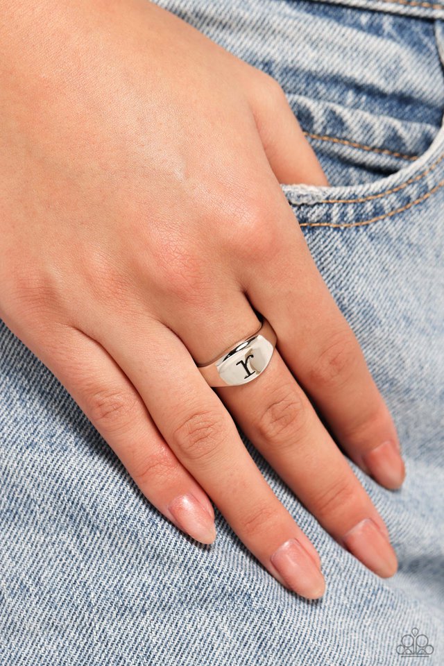 Monogram Memento - Silver - R - Paparazzi Ring Image