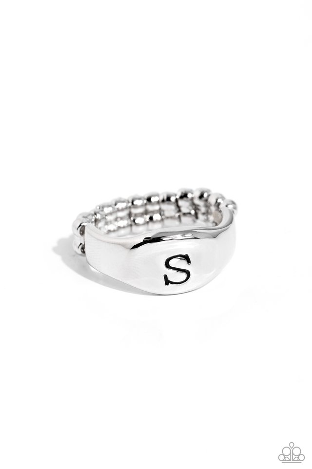 Monogram Memento - Silver - S - Paparazzi Ring Image